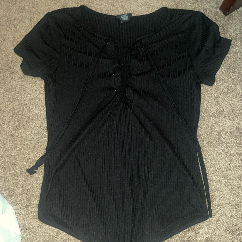 women’s black tie down shirt